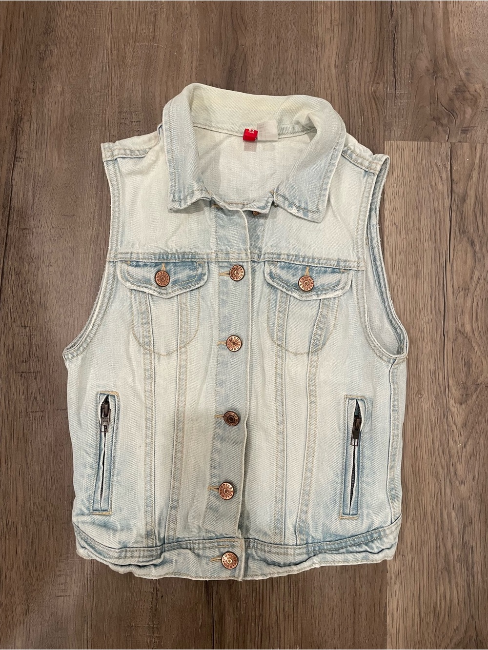 H&M Divided Light Wash Denim Vest | Sleeveless Jean Jacket | US 4